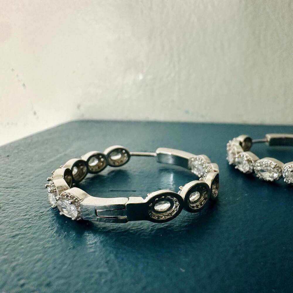 Harper Ray Crystal Hoop Earrings - Picture 6 of 9